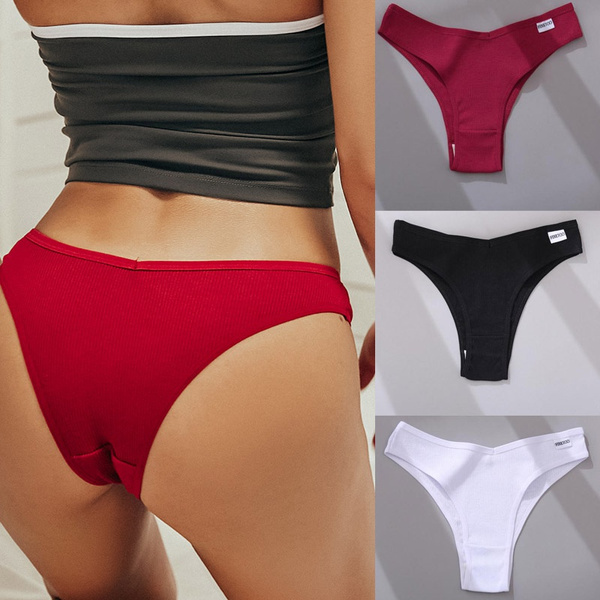 Brazilian Panties Cotton Women's Panties V Waist G-String Underwear Female  T-back Underpants Lady Bikini Panty M-XL