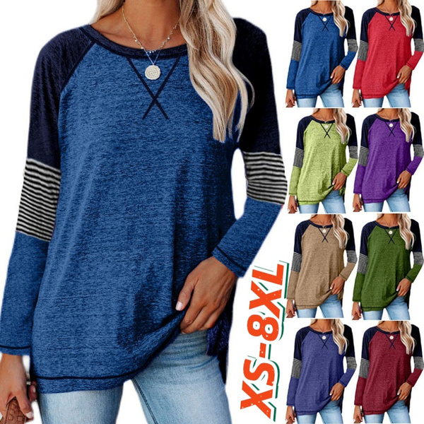  Womens Sweat Shirt : Colorful Striped Patchwork