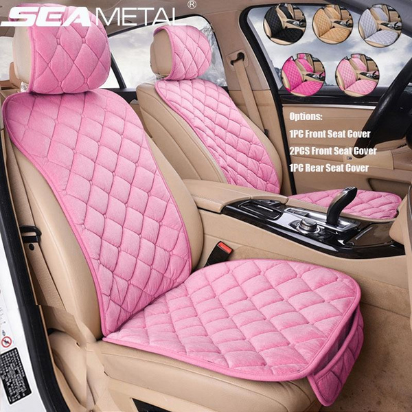 Plush Car Seat Covers Auto Front/Rear Backrest Seat Cushion Protector Pad  Car Seat Mats Interior Accessories For Car Seat Covers For Women  Men(Black/Begie/Pink/Grey/Light Pink)