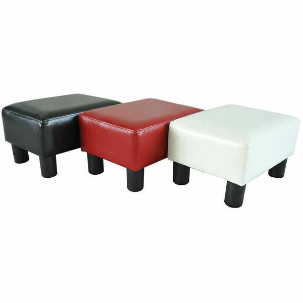 Modern Small Faux PU Leather Footstool Ottoman Footrest Stool Seat Chair  Foot Stool,Black 