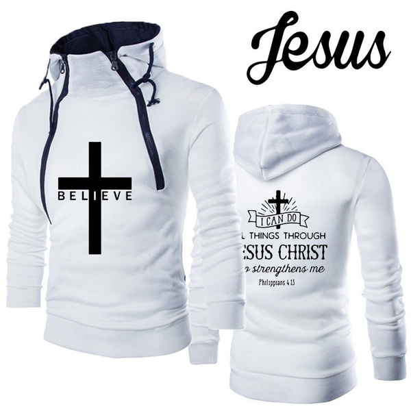I Believe God Christian Men's Fashion Jesus Hooded Hoodie Wish