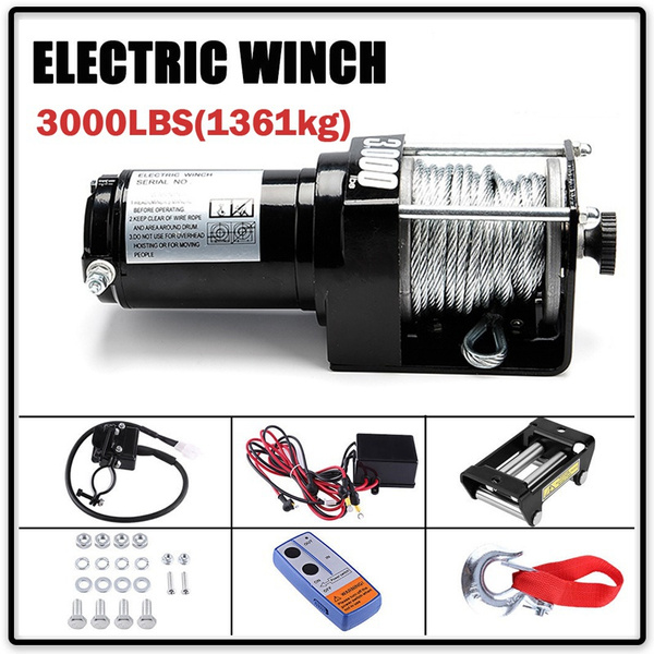 Electric 12V 3000Lbs Electric Winch Towing Truck Trailer Steel Cable