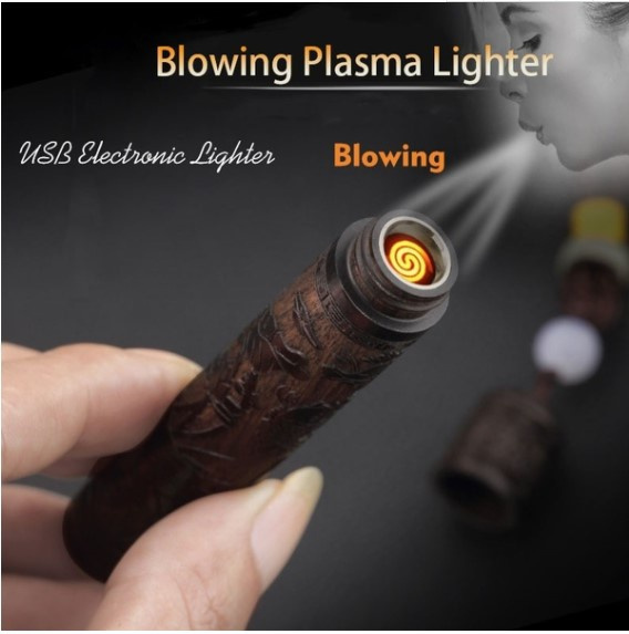 A new generation of woodcarving sandalwood USB rechargeable lighter