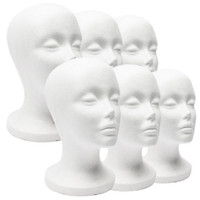 5pcs Foam Female Mannequin Head Model Wig Glasses Hat Display Stand Bracket 