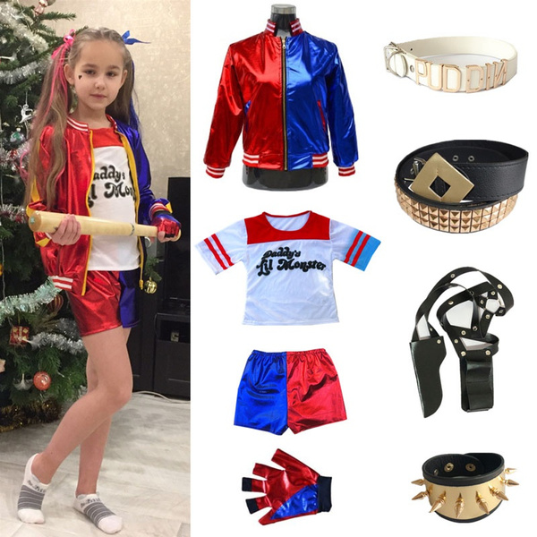 Harley Suicide Kids Girls Cosplay Costumes Quinn Halloween Party