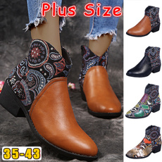 ankle boots, Plus Size, Leather Boots, leather