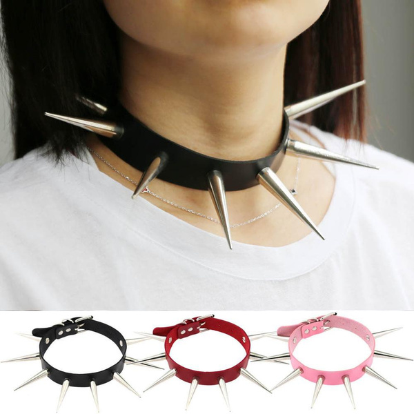Sexy Punk Big Spiked Rivets Rock Gothic Chokers Women Leather 