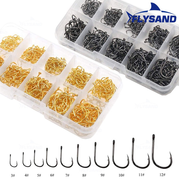 100pcs/500pcs High Carbon Steel Fishing hooks Mixed Size Barbed