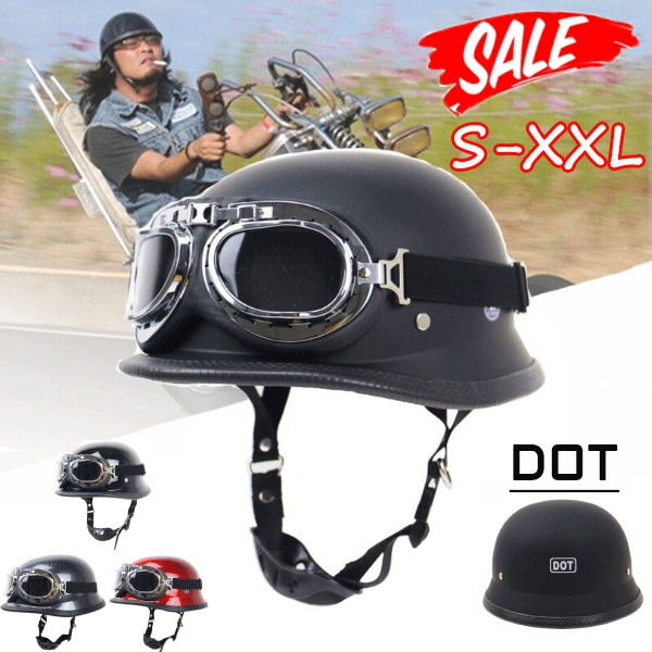 Motorcycle Helmet German Style Motorbike Open Face Half Helmet Chopper ...