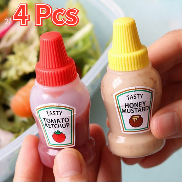 New Portable 2/4 Pcs 25ML Mini Ketchup Bottle, Portable Small Sauce ...