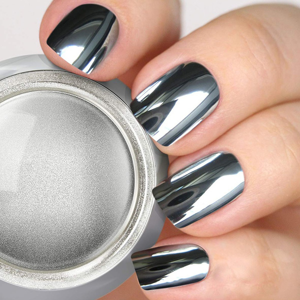 Mirror Chrome Nail Silver Powder Pigment Nail Glitter Dust Shiny