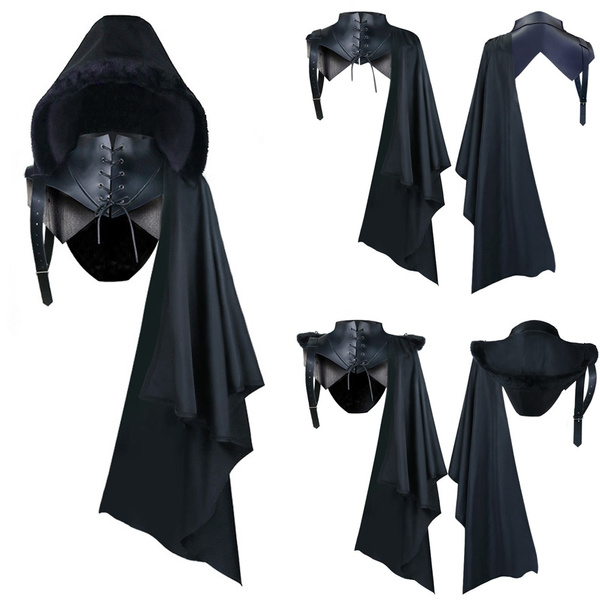 Medieval Cosplay Costumes Mens Gothic Knight Single Sleeve Shawl Cloak ...