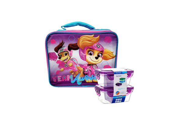 Girls Paw Patrol Skye Liberty Insulated Lunch Bag Pink & 2-Pack