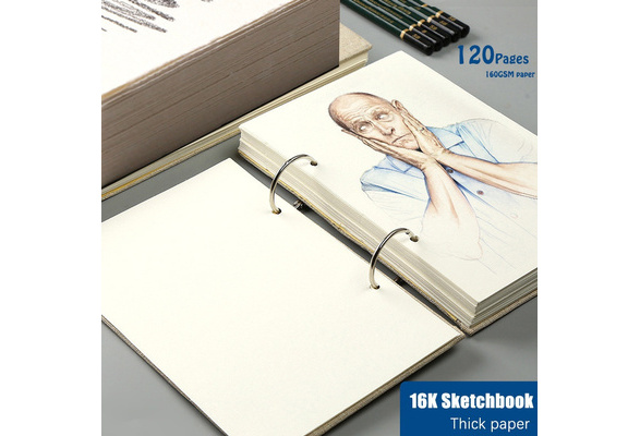 New Blank 16K /32K Sketchbook 160 GSM Thick Paper Linen Cover Sketchbook  Paper Refill Coil Sketchbook Color Picture Book