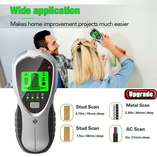 Stud Finder Wall Scanner, 7 In 1 Precise Wall Wood Metal Stud Detector With LED Display, Stud Sensor Edge Center Beam Finder, Battery Operated Edge