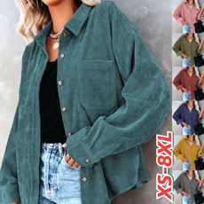 Plus Size, Long sleeve top, corduroycoat, Jackets/Coats