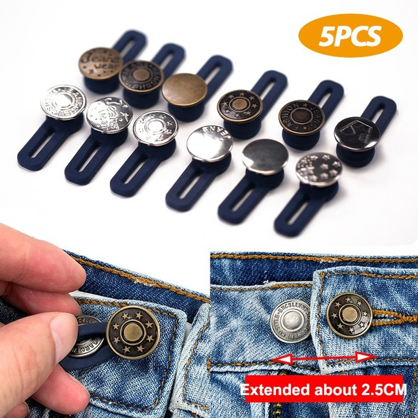 5pcs Free Sewing Buttons Adjustable Disassembly Retractable Jeans ...