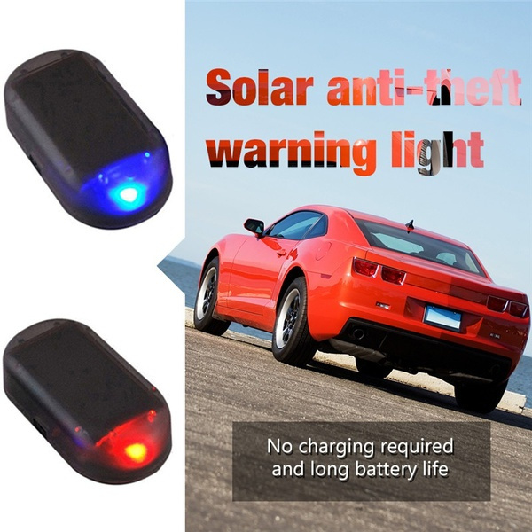 Car Simulated Dummy Alarm Fake Security Light Solar Powered Wireless  Warning Anti-Theft Caution Lamp LED Flashing Imitation