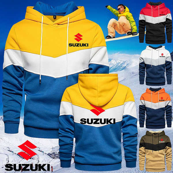 Suzuki Motorcycle Sports Color Stitching Hoodies Jacket Autumn