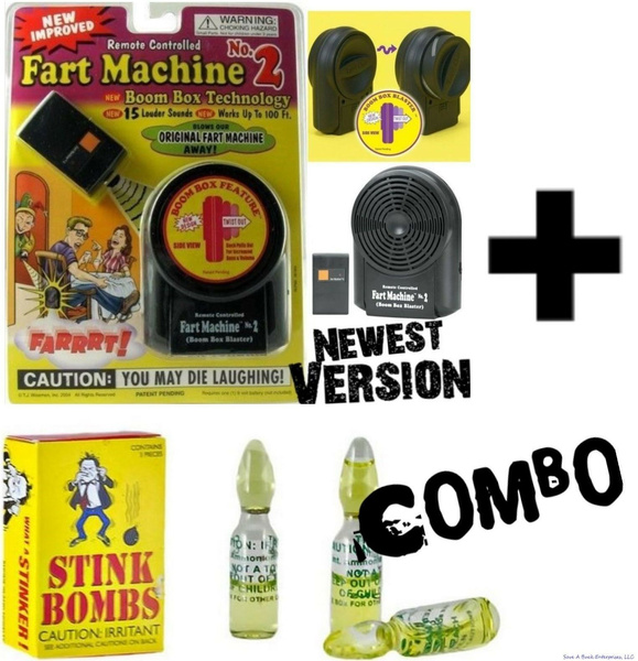 1 FART MACHINE 2 with remote + 1 Box of 3 Stink Bombs COMBO Prank