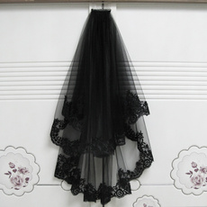 blackveil, lace trim, weddingveil, Cosplay