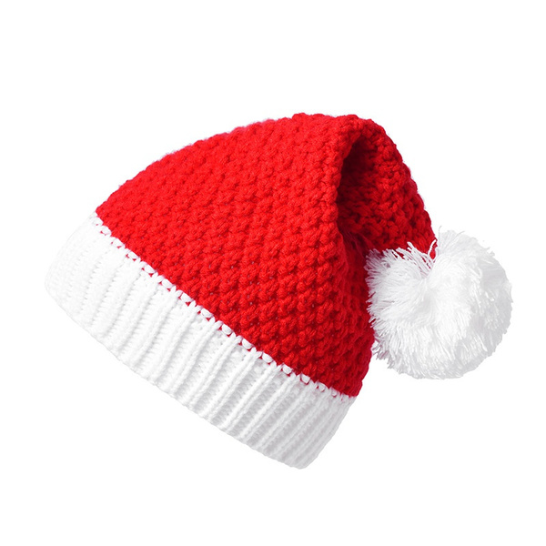 Santa Hat Red Christmas Beanie Knitted 