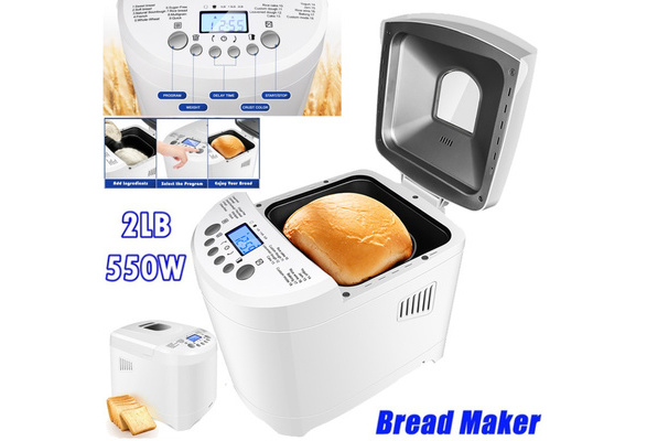 Nuolux Non-Stick Bread Maker 18 Programs 15H Max. Delay Timer Bread Machine 2lb Loaf Capacity 2 Crust Colors Household Bread Making Machine (White)