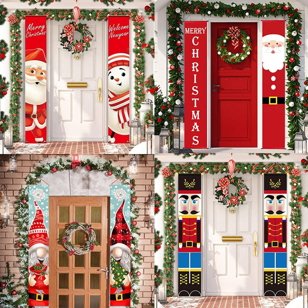 Merry Christmas Banner Outdoor Christmas Porch Sign Home Decor Hanging