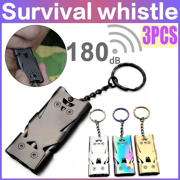 JewelryWe collana da uomo donna SOS Whistle Referee Whistle Pendant with 60 cm Chain Gift Silver, Stainless Steel