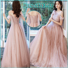 pink, Plus Size, A-line, Evening Dress