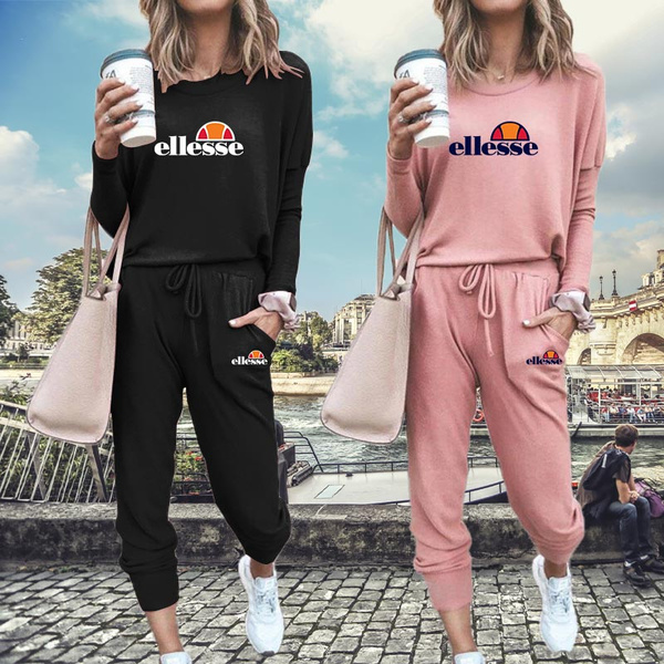 chilly Remission break Ellesse New Fashion Women Tracksuit Casual Long Sleeve Hoodies and Pants  Tracksuit Printed Jogging Suits | Wish