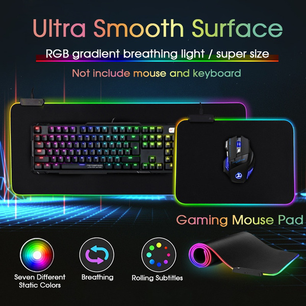 RGB LED Backlit 5 Size RGB Gaming Mouse Pad Mat Large Thick Backlit