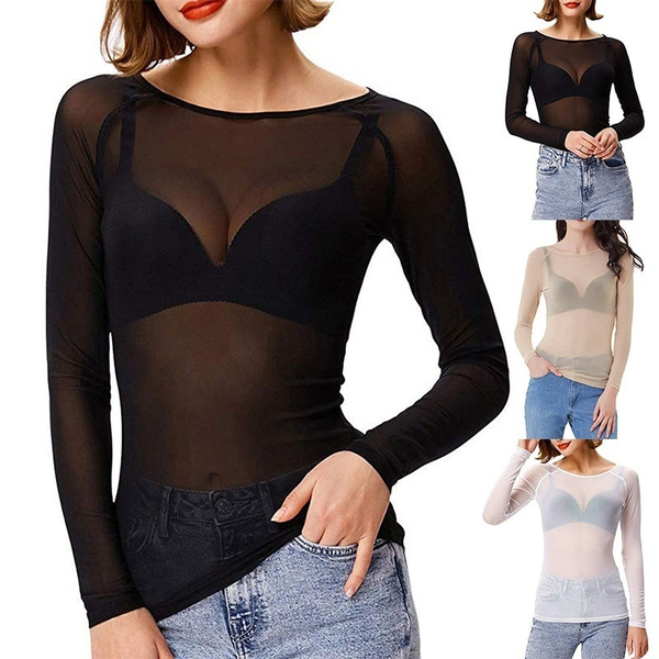 Hot Sale Women Under/Out Wear See-Through Transparent Mesh Stand
