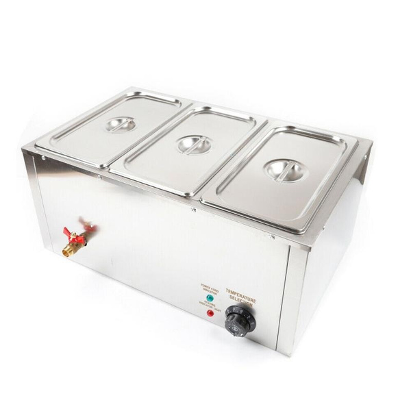 Commercial 3 Pan Food Warmer Steam Buffet Countertop Electric Steam