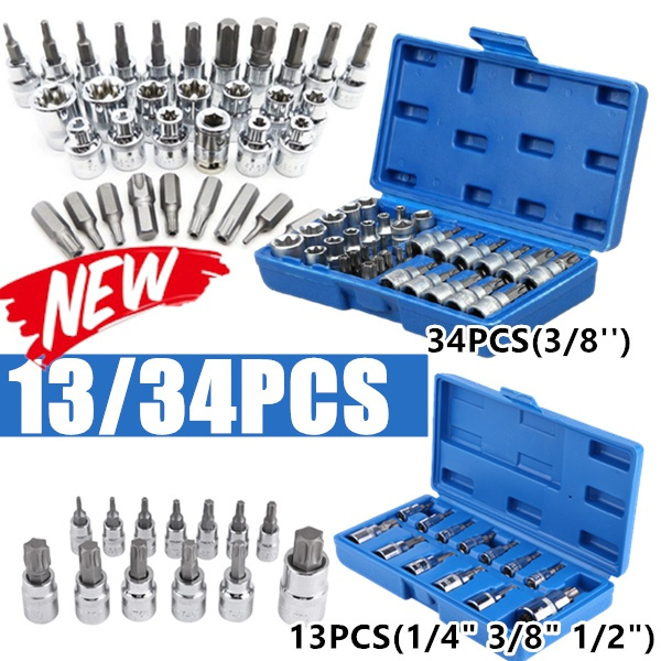 13/34Pcs/Set Male Female Pentalobe Star Socket Bit Set For Torx/Star/E