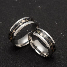 Couple Rings, Steel, 925 sterling silver, wedding ring