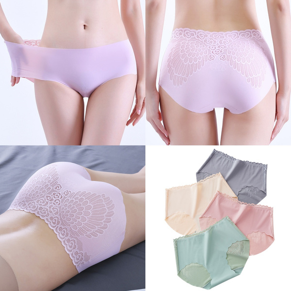 Women s Panties Seamless Underwear Laser Cut Briefs Girls Ice Silk Panty Ladies Invisible Hipster Underpants Scalloped Bikini Lace Cool Soft