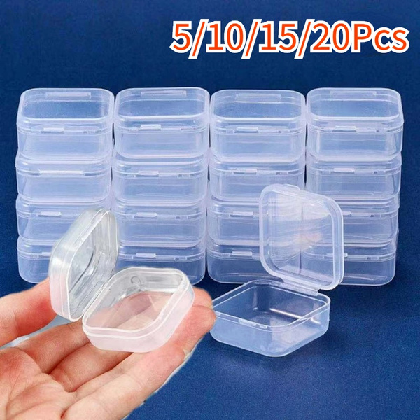 20Pcs Square Mini Clear Storage Plastic Containers Box & Lids for Small  Items