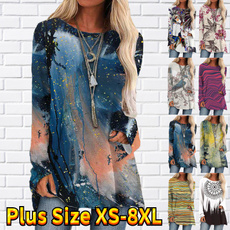 women pullover, butterfly, Plus Size, long sleeve dress