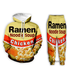 Ramen Noodles Soup 3D Hoodies Pants Set Unisex Vintage Print Cool