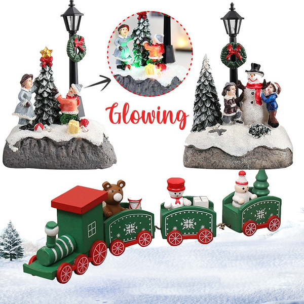 Glowing Christmas Snow Tree Ornaments - Desktop Decorations With