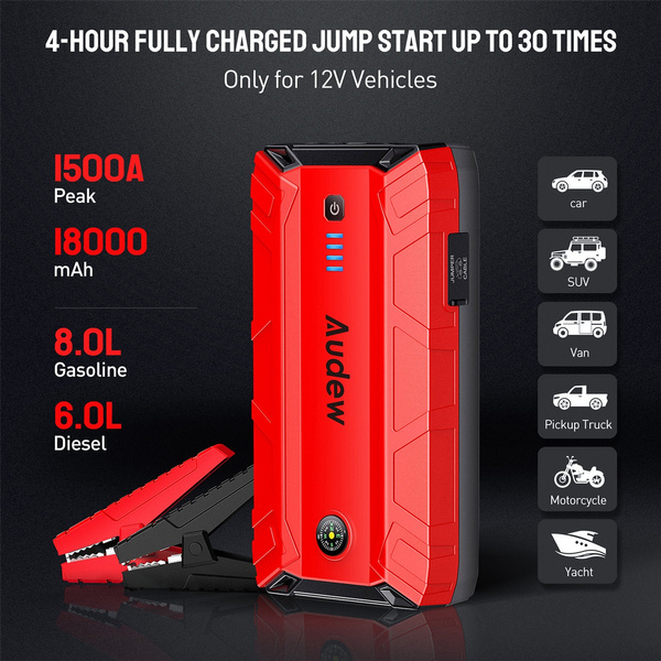 Audew 6 in 1 MultiFunction Portable Jump Starter Car Battery Charger