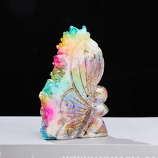 butterfly, rainbow, crystalcluster, quartz