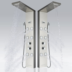 Faucets, showerpanelsystemblack, showerpanelwithmassagejet, showerfaucetwall