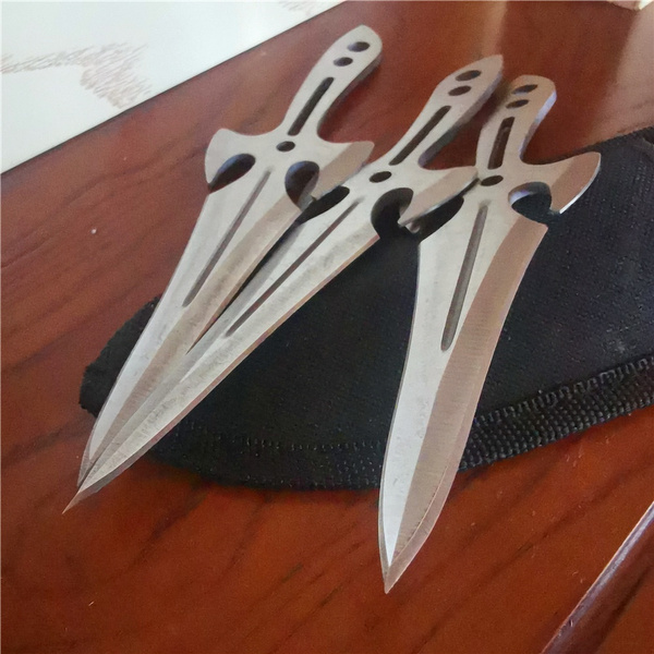 3Pc NINJA Kunai Throwing Knife Set W/Sheath GREEN