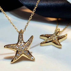 bridalnecklace, DIAMOND, starfish, personalitynecklace