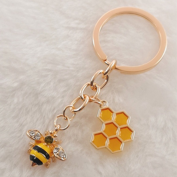 Bee Keychain, Key Charm, Bee Accessories, Cute Keychain, Wood Keychain, Bee Decor, Purse Accessories, Honey, Gift for Bee Lover, Bee