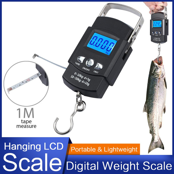 Fish Scale Portable Scale LCD Digital Weight 110lb/50kg with measuring tape  