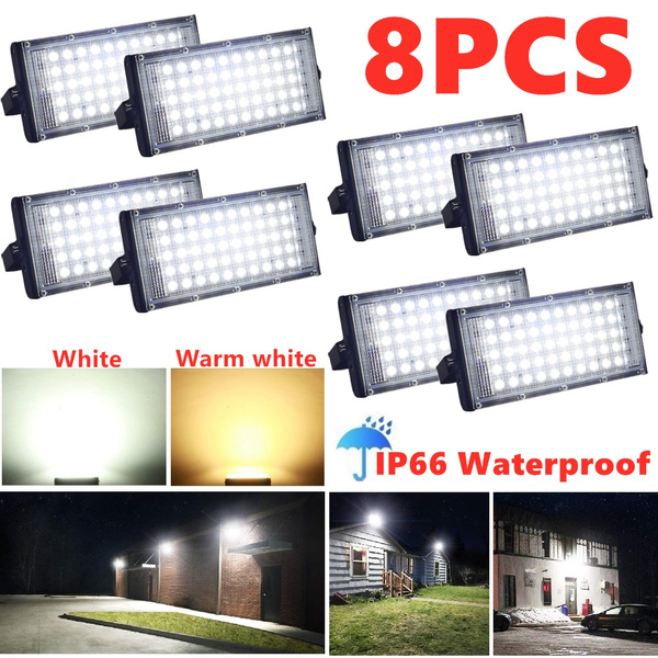 8 Pcs 220V Warm/white 50W 50LED Flood Light IP66 Waterproof Spot Outdoor Lamp White Light Garden ...