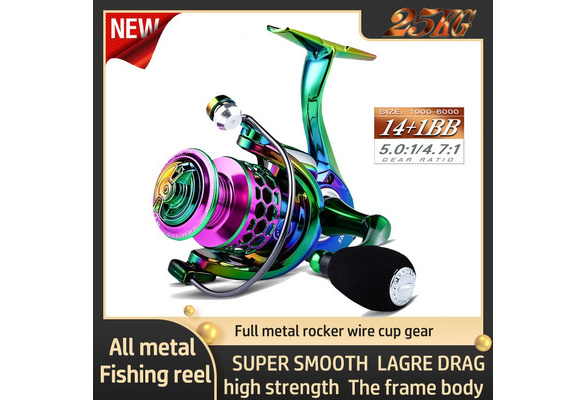 Spinning Fishing Reel Full Metal Handle 5.0:1/4.7:1 Gear Ratio